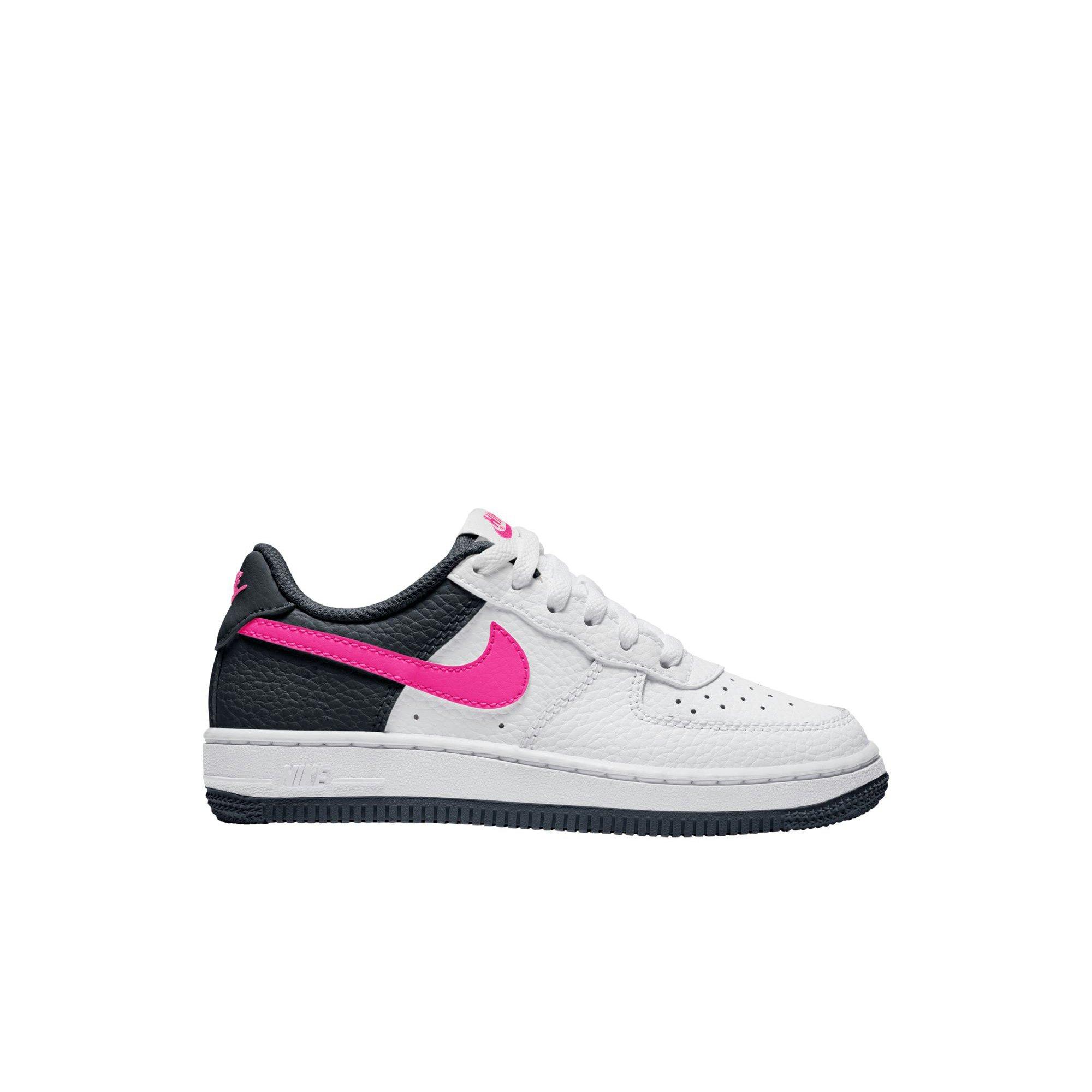 Nike Air Force 1 White Fierce Pink Dark Obsidian Preschool Girls Shoe Hibbett